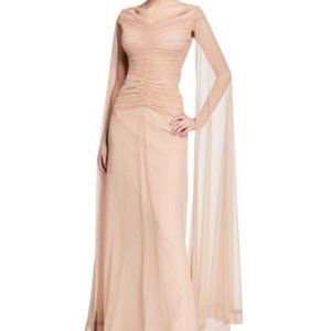 Chiara Boni pale pink rose Aytana Illusion Gown with sheer cape - size 8 or 10